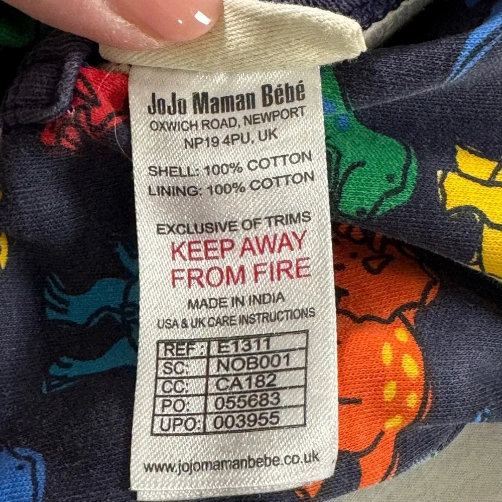 JoJo Maman Bébé Size 18-24M Navy‎ Reversible Dinosaur Stripe Full Zip Hoodie